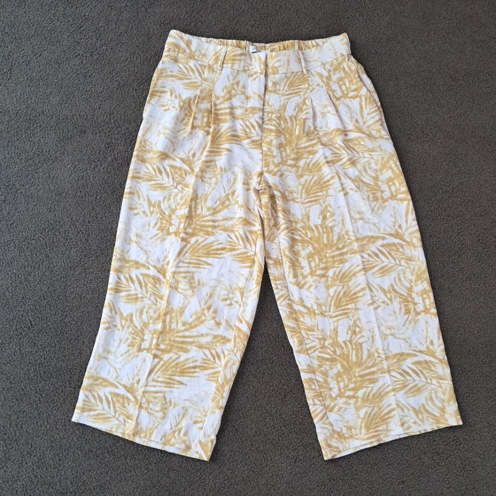 Haver + Blair London Wide Leg Cropped Bohemian Pants With Pockets Size XL